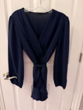 Women's Navy Blue Wrap romper